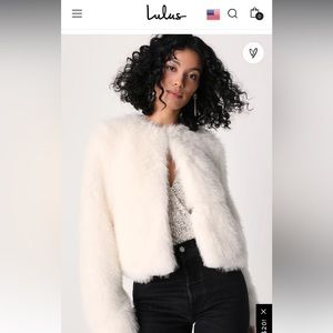 Lulu’s Luxe Company Ivory Faux Fur Cropped Jacket